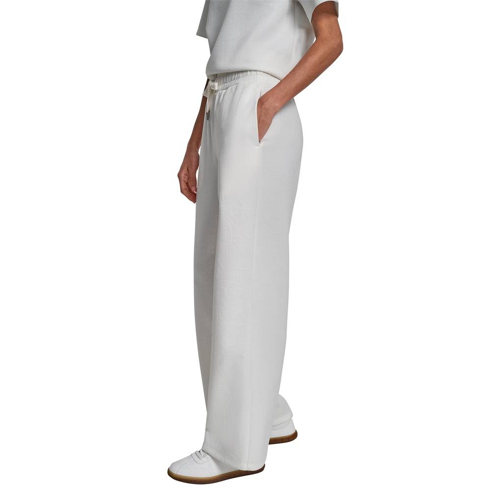 DKNY DEBOSSED WIDE LEG SCUBA SWEATPANTS