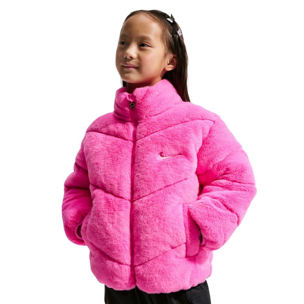 NIKE LITTLE KIDS QUILTED FAUX FUR JKT