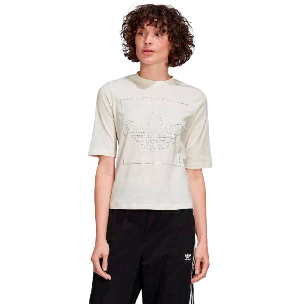 ADIDAS RHINESTONE-DETAILED TREFOIL TEE