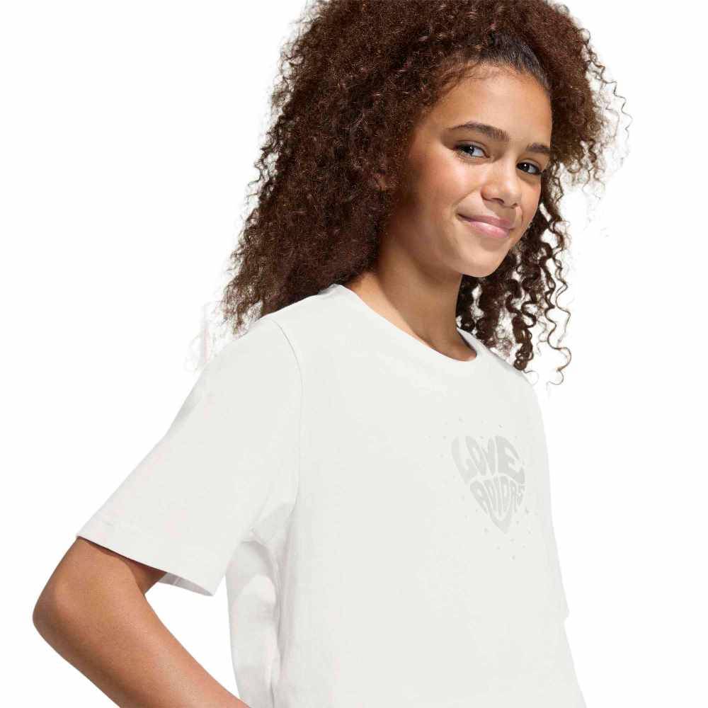 ADIDAS GIRLS EVERYDAY GLAM CROPPED GRAPHIC T-SHIRT