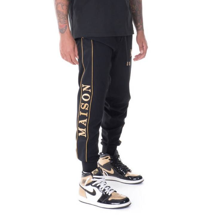 MAISON 9 PARIS PRINTED GOLD LOGO TROUSERS