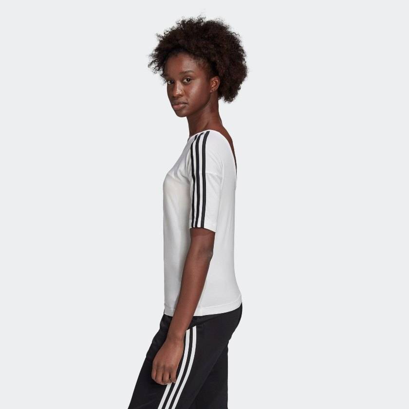 ADIDAS WOMENS OPEN BACK 3-STRIPES TEE