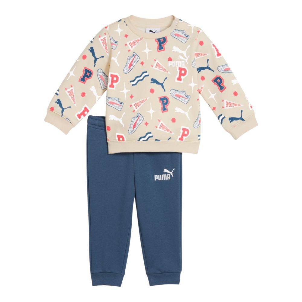 PUMA MINICATS AOP CREW SET FLEECE INF