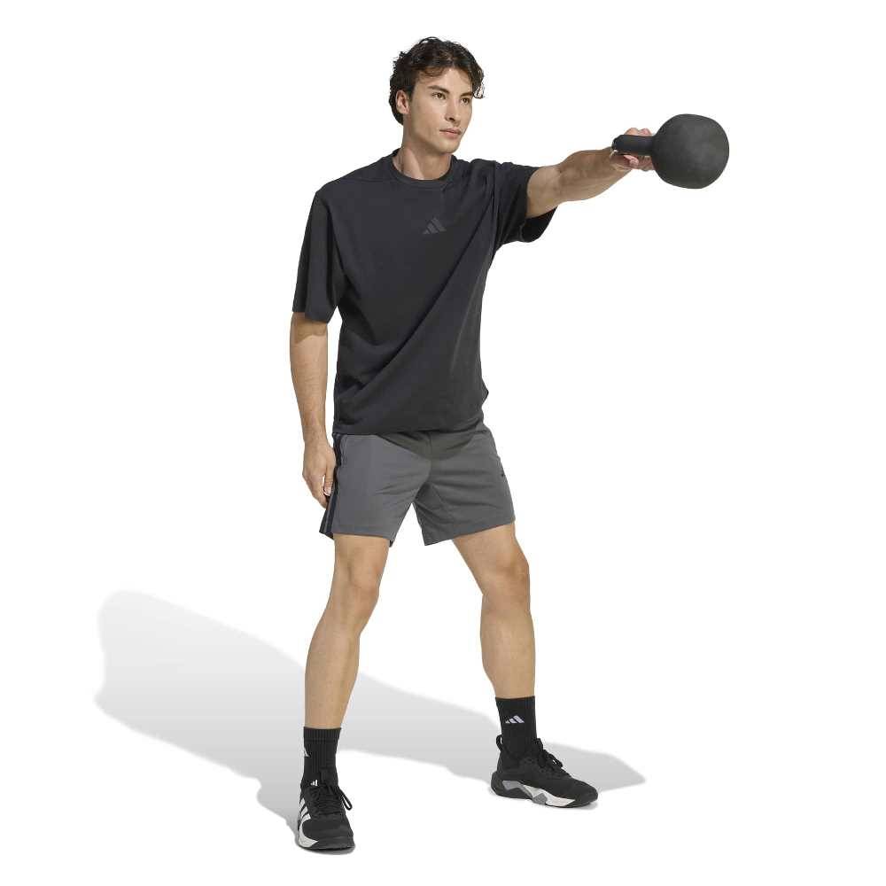 ADIDAS M WORKOUT ESSENTIALS BASE 3-STRIPES PIQUE 7 INCH SHORTS