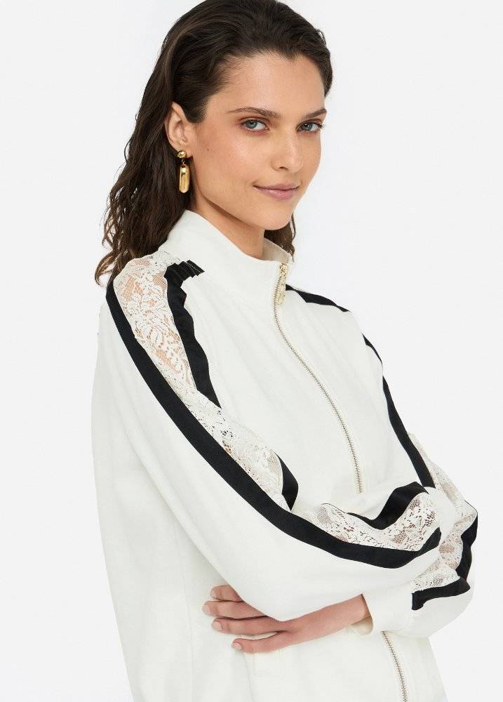 LIU JO COTTON SWEATSHIRT WITH LACE