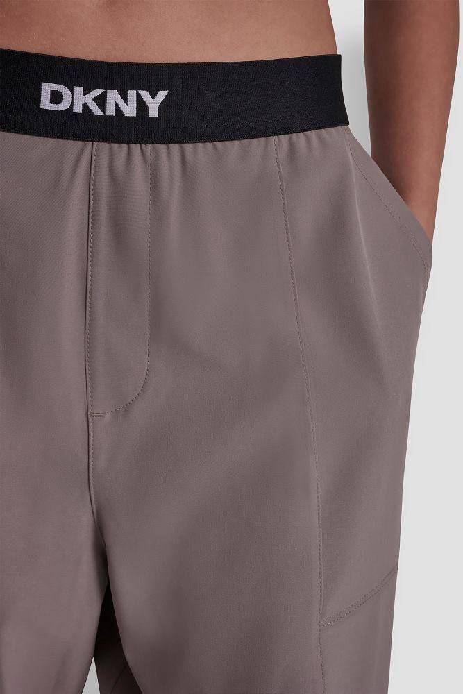 DKNY HIGH-RISE MODIFIED WIDE LEG PANT W/LOGO ELASTIC WAISTBAND