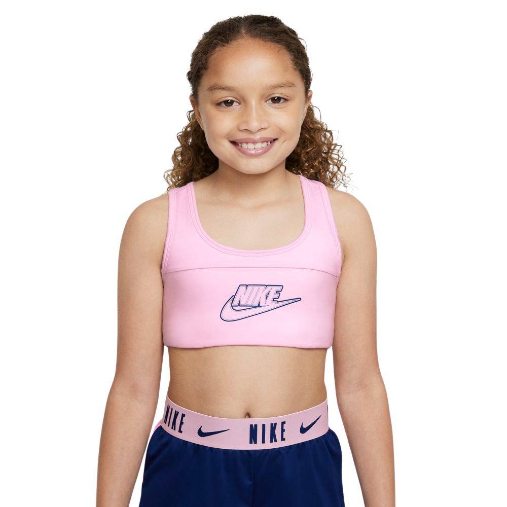 NIKE GIRLS DRI-FIT SWOOSH FUTURA SPORTS BRA