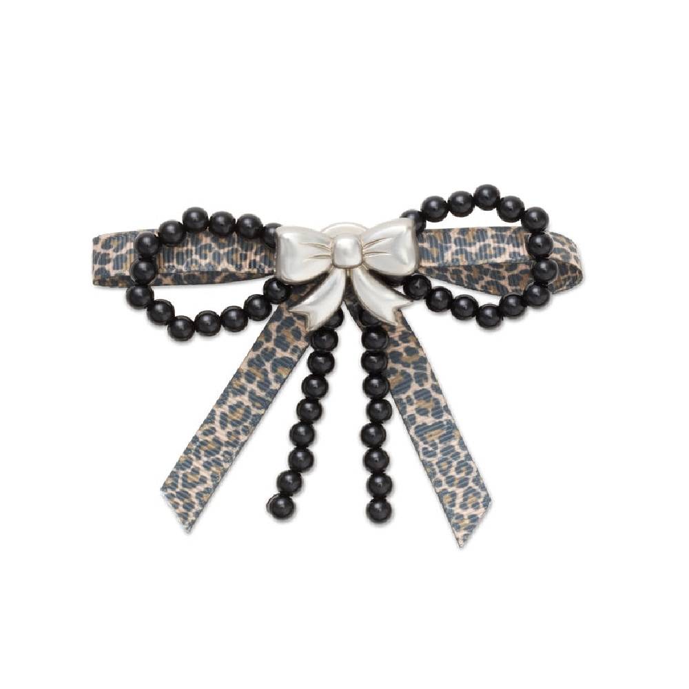 CROCS SILVER AND BLACK MIX BOW JIBBITZ™ CHARM