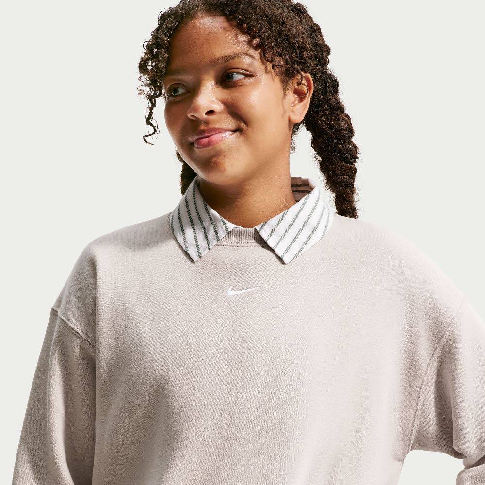 NIKE STUDIO GIRLS OVERSIZED FLEECE BOXY CREW