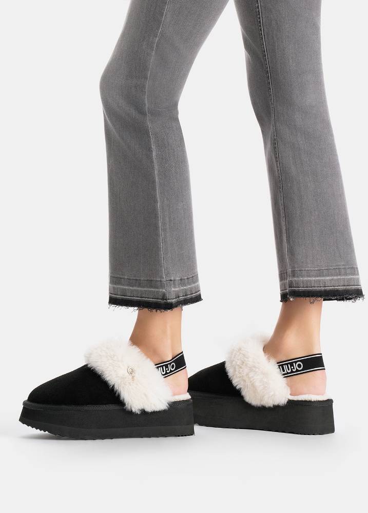 LIU JO JANE - SUEDE PLATFORM MULES