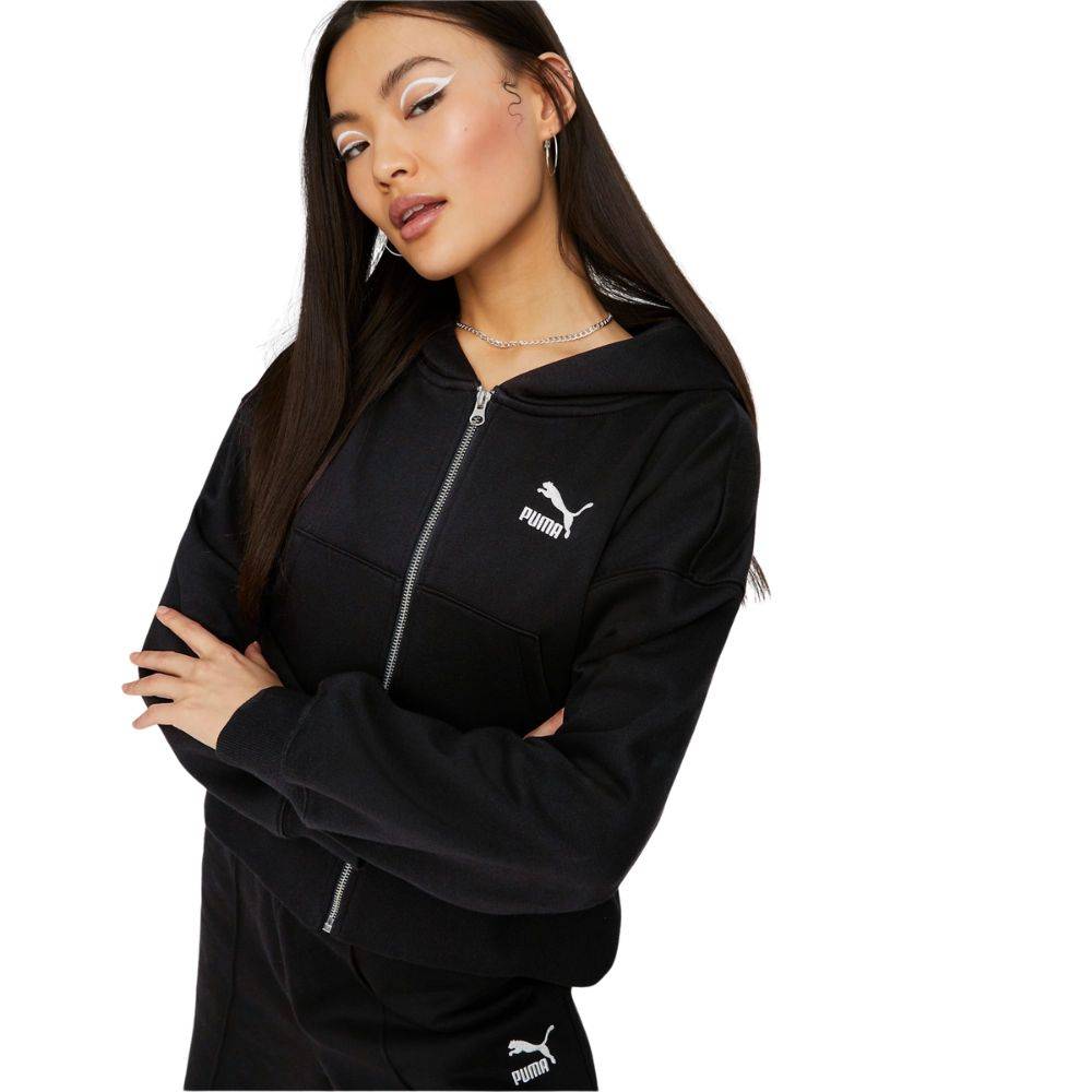 PUMA CLASSICS OVERSIZED FLEECE FULL-ZIP HOODIE