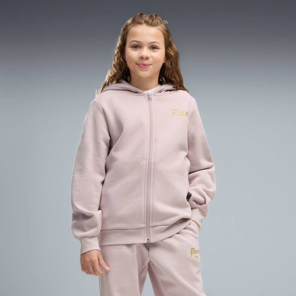 PUMA ESS SCRIPT GLITTER FULL-ZIP SWEAT SUIT FL G