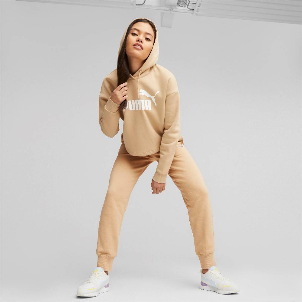 PUMA ESSENTIALS WOMENS CROPPED LOGO HOODIE