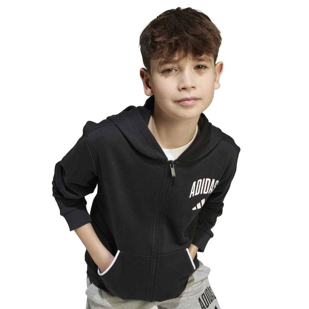 ADIDAS YOUTH SEASONALS ESSENTIALS COLLEGIATE TYPOGRAPHY FULL ZIP HOODY
