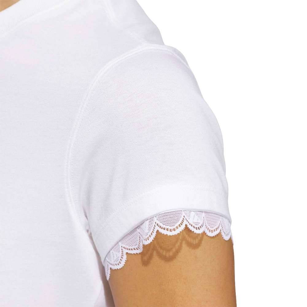 ADIDAS OUTLINED LOGO GRAPHIC T-SHIRT WITH LACE ON SLEEVE HEMS