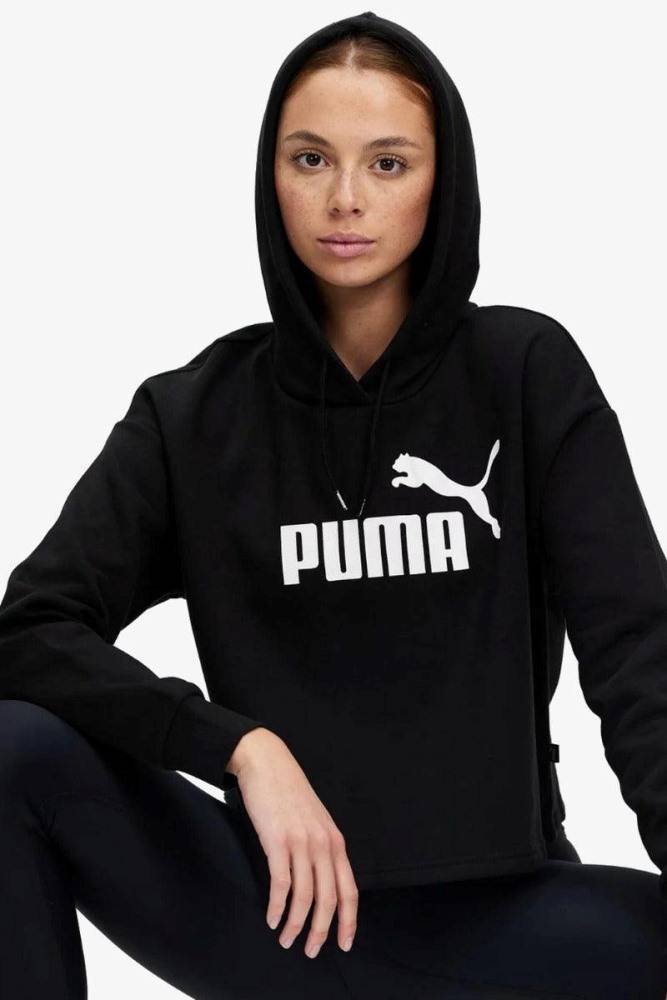 PUMA ESSENTIALS WOMENS CROPPED LOGO HOODIE