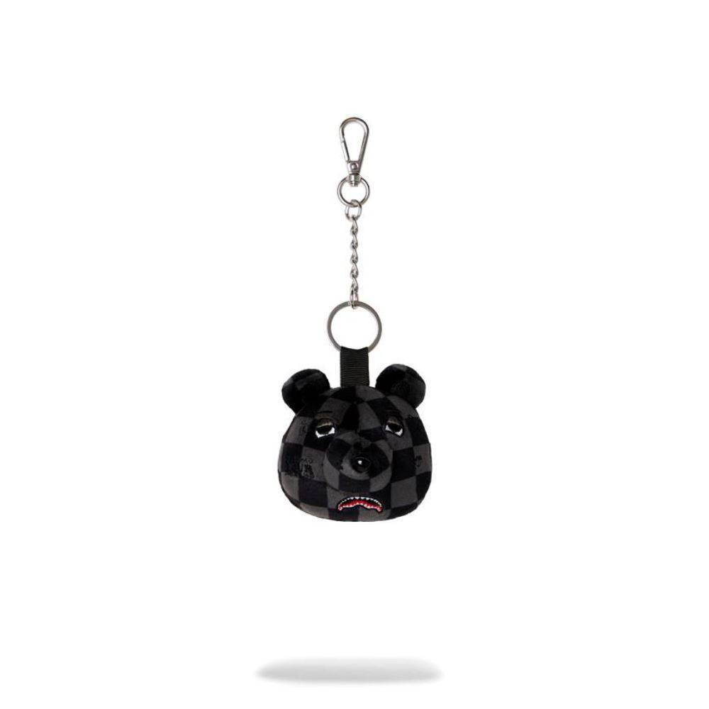 SPRAYGROUND GREY CHECKER BEAR HEAD KEYCHAIN