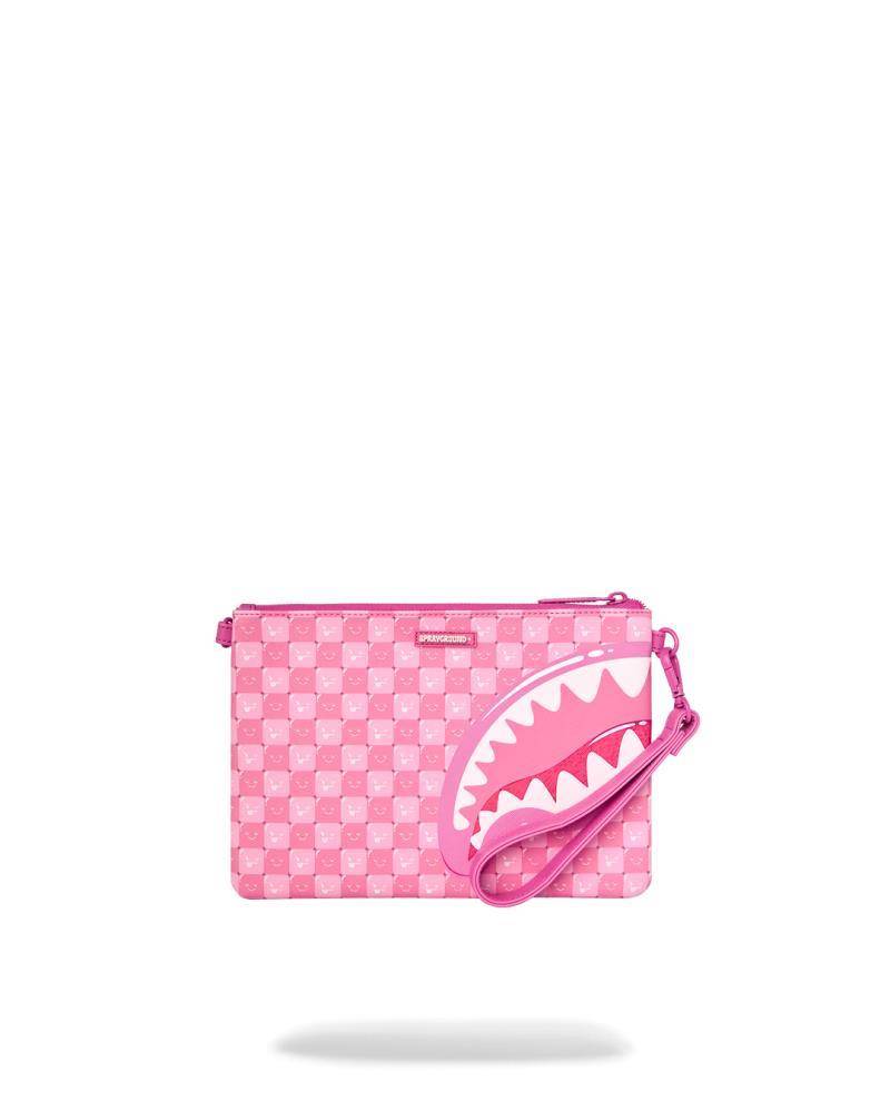 SPRAYGROUND PINK NEW CHECK FACES CROSSOVER CLUTCH