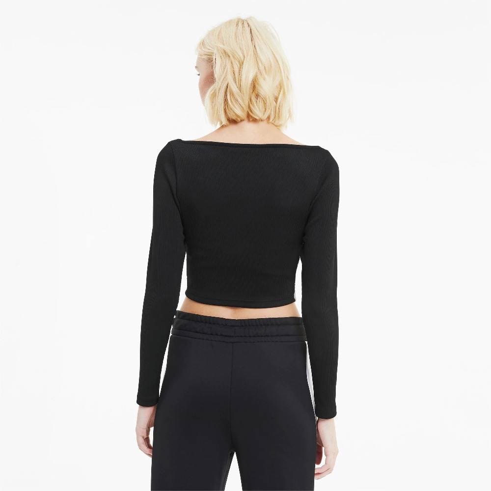 PUMA CLASSICS RIBBED WOMENS CROPPED LS TOP