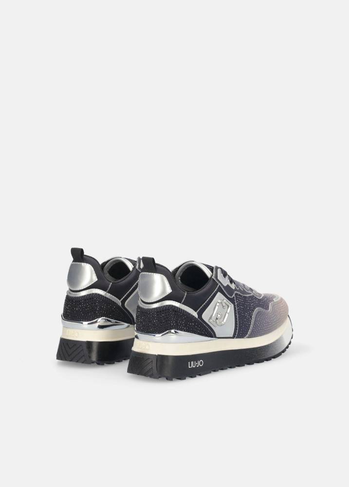 LIU JO MAXI WONDER PLATFORM SNEAKERS WITH ALL OVER RHINESTONES