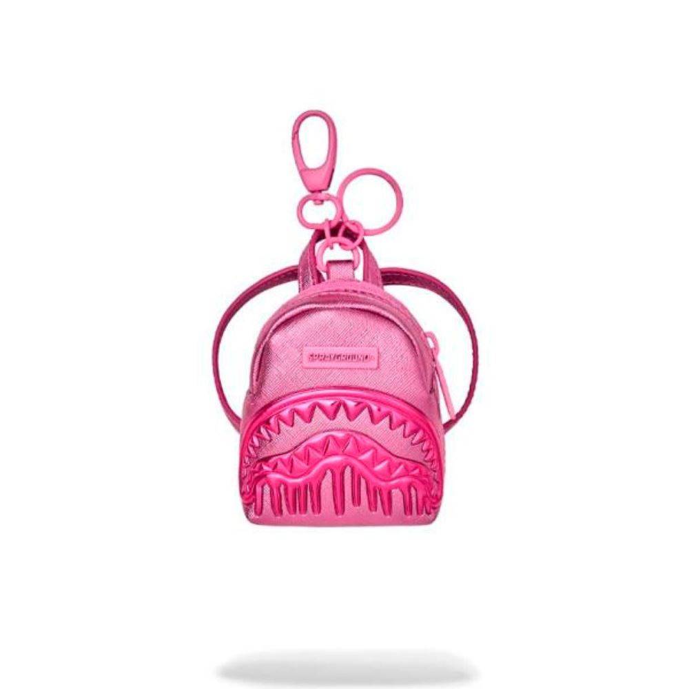 SPRAYGROUND METALLIC PINK METALLIC DRIP BACKPACK KEYCHAIN