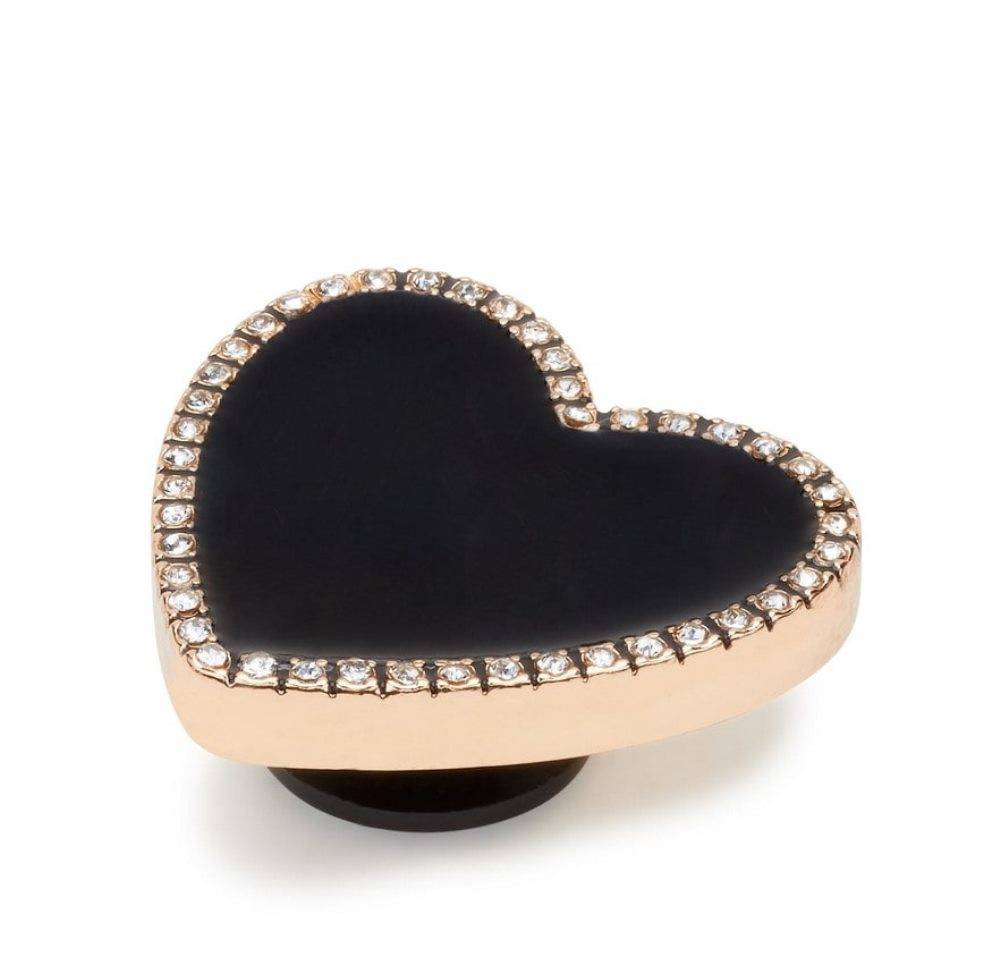 CROCS BLACK HEART WITH GOLD OUTLINE JIBBITZ