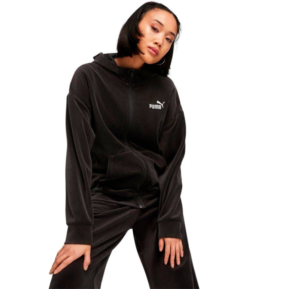 PUMA ESS ELEVATED VELOUR FULL-ZIP HOODIE