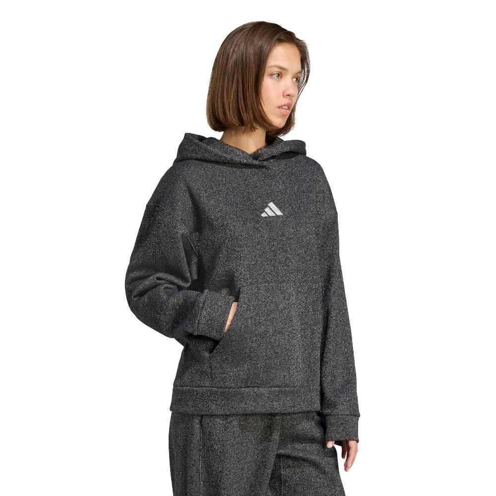 ADIDAS ALL SZN HOLIDAY GLITTER FLEECE LOOSE HOODIE