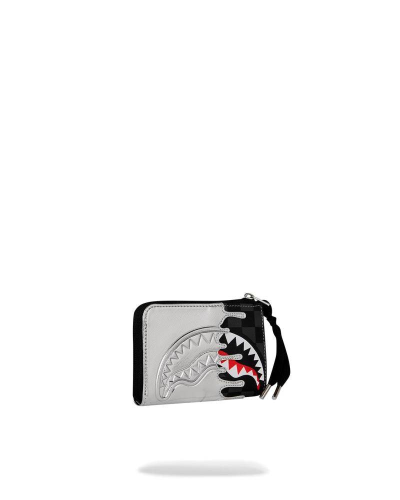SPRAYGROUND SILVER SIDE DRIP BLACK CHECK WALLET