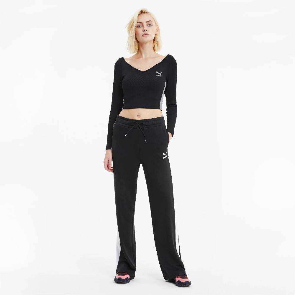 PUMA CLASSICS RIBBED WOMENS CROPPED LS TOP