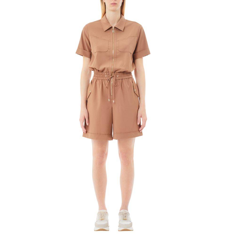 LIU JO STRETCH BAMBOO-BLEND SHORT-SLEEVE PLAYSUIT WITH ZIP