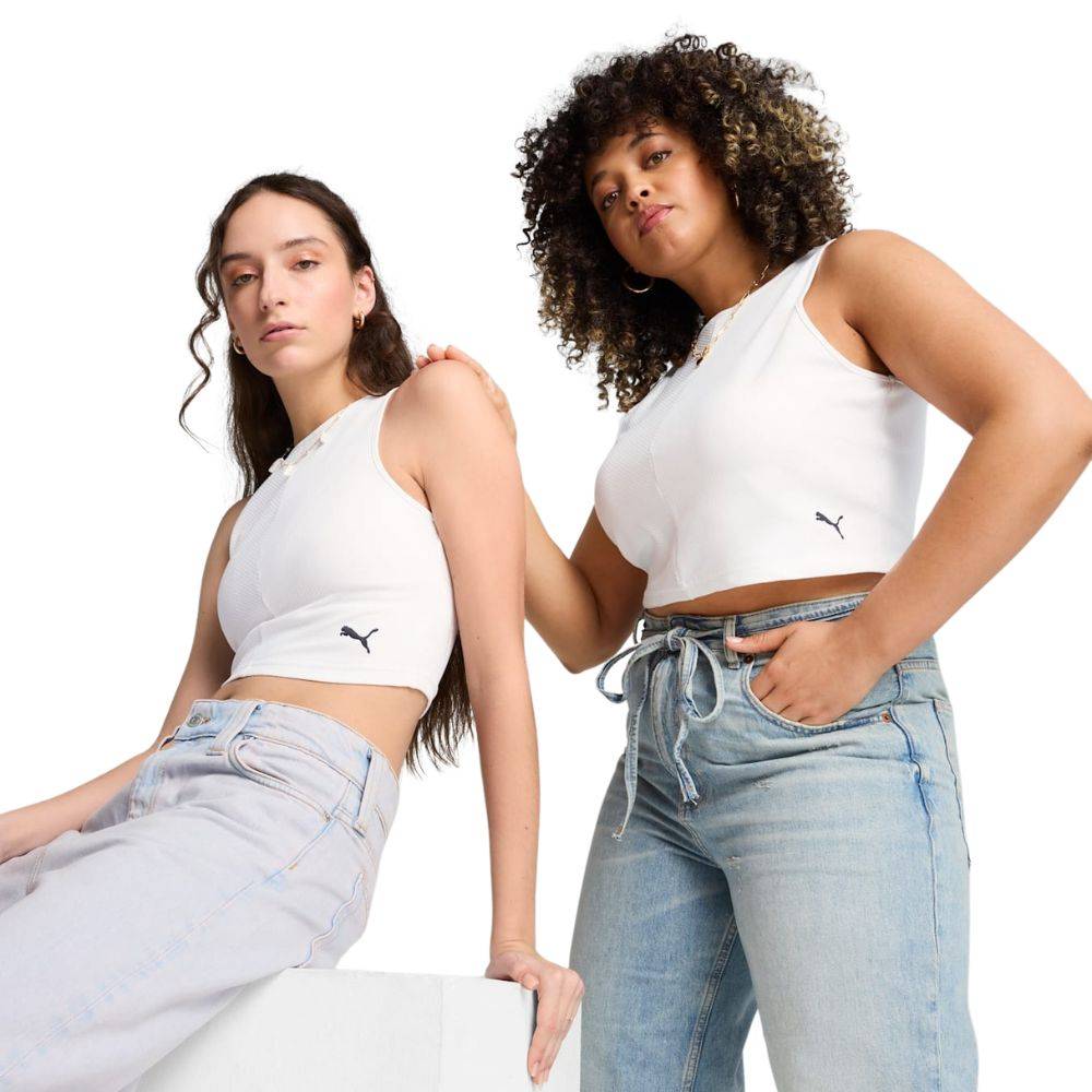 PUMA WARDROBE ESS RIBBED CROP TOP