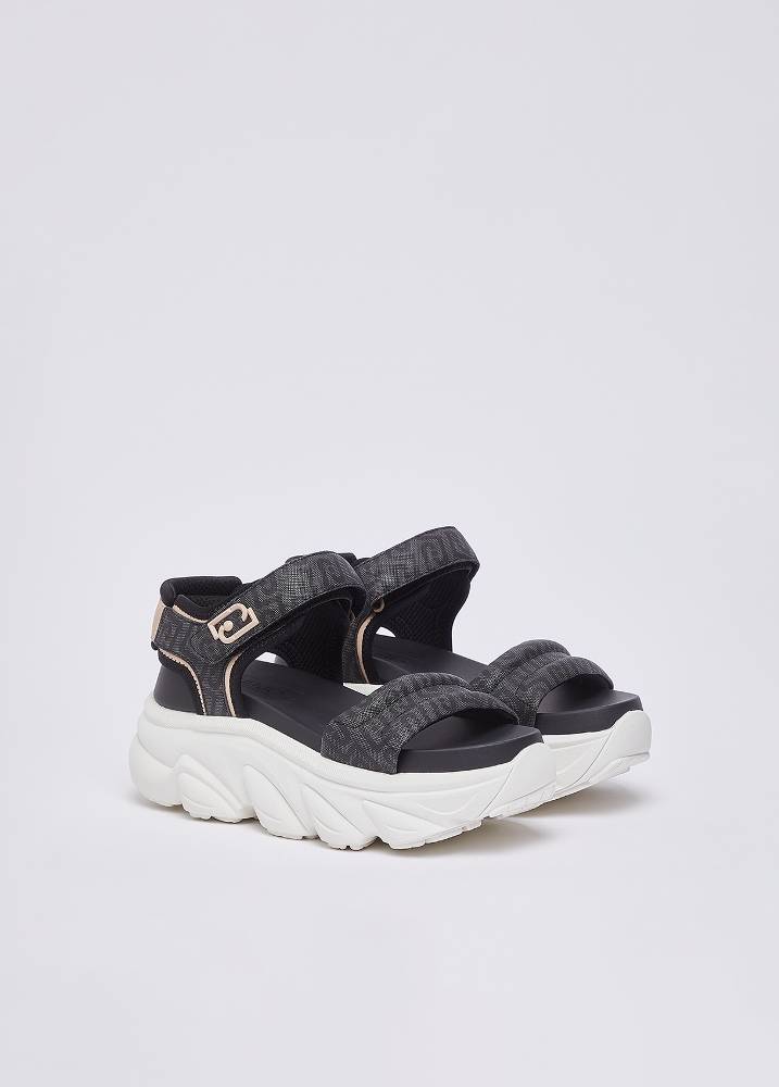 LIU JO STEFFY SANDAL 01 - CHUNKY SANDAL MONOGRAM SAFFIANO