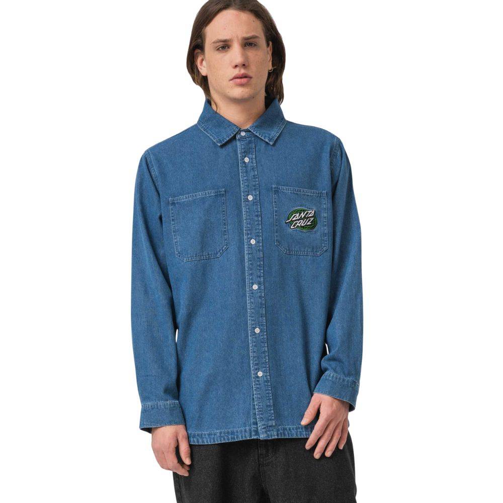SANTA CRUZ GLOBAL OVAL DOT DENIM SHIRT