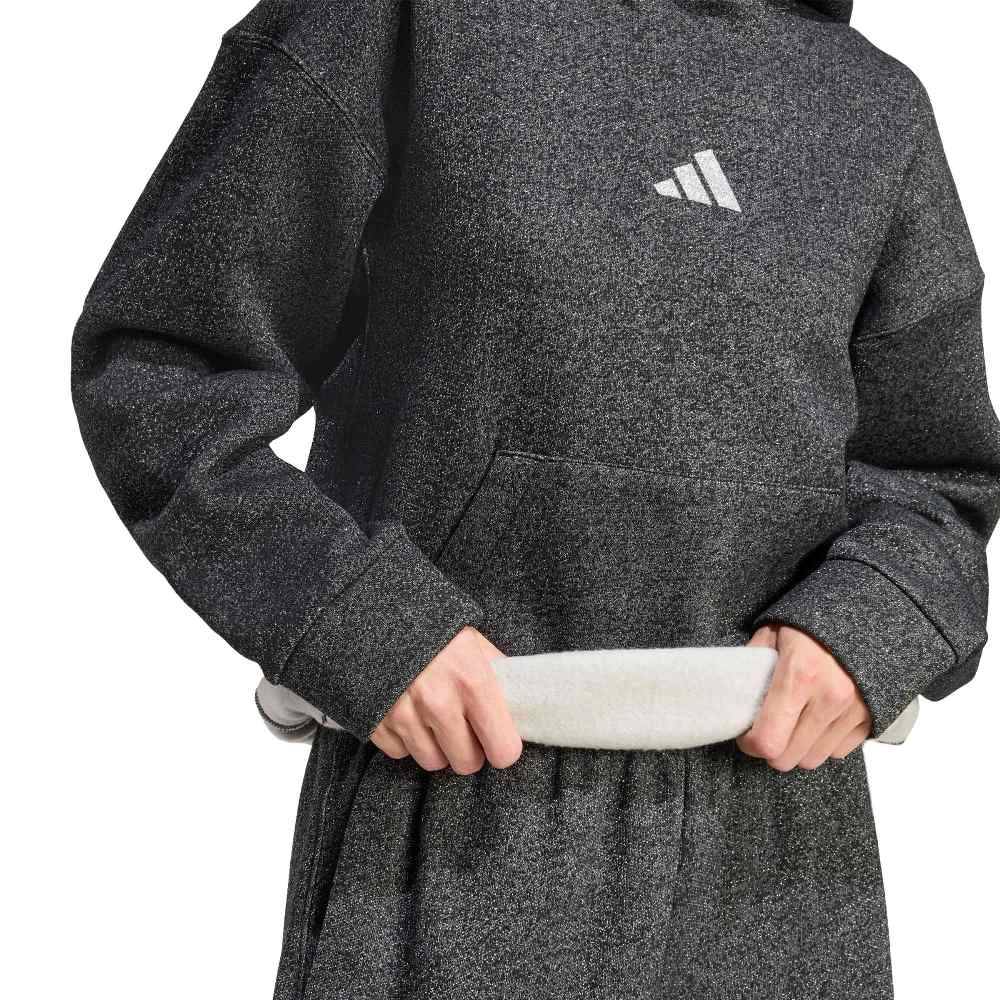 ADIDAS ALL SZN HOLIDAY GLITTER FLEECE LOOSE HOODIE