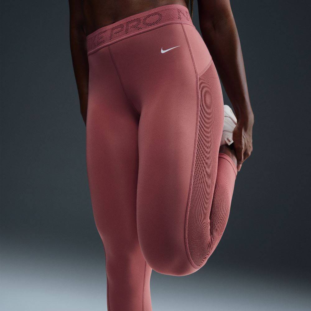 NIKE PRO DRI-FIT MED-RISE 7/8 MESH PANELED LEGGINGS