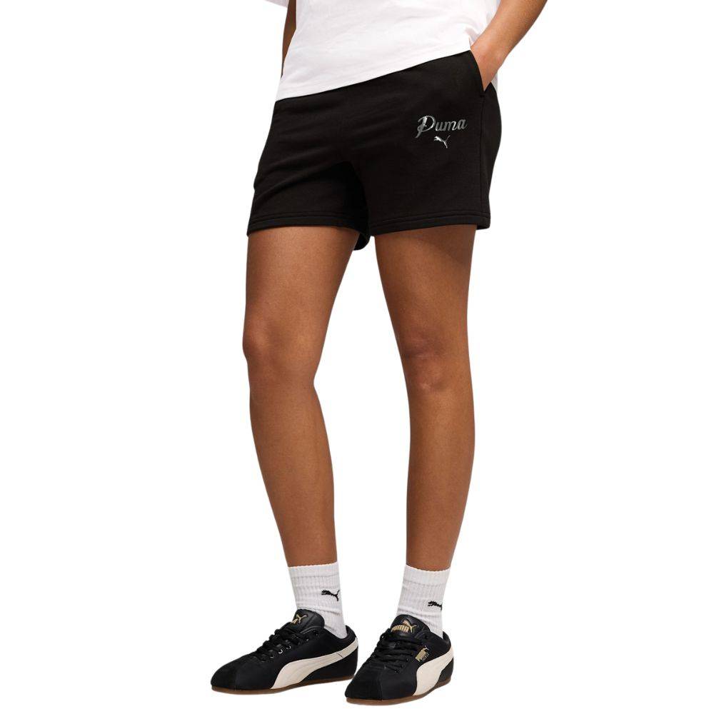 PUMA ESS SCRIPT HIGH-WAIST SHORTS 5