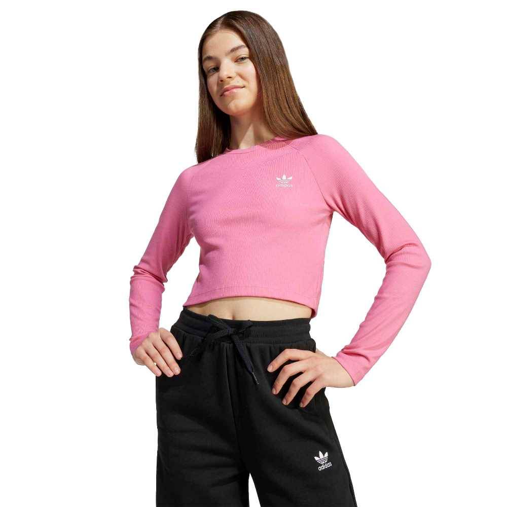 ADIDAS ORIGINALS GIRLS RIB CROP LONGSLEEVE TEE