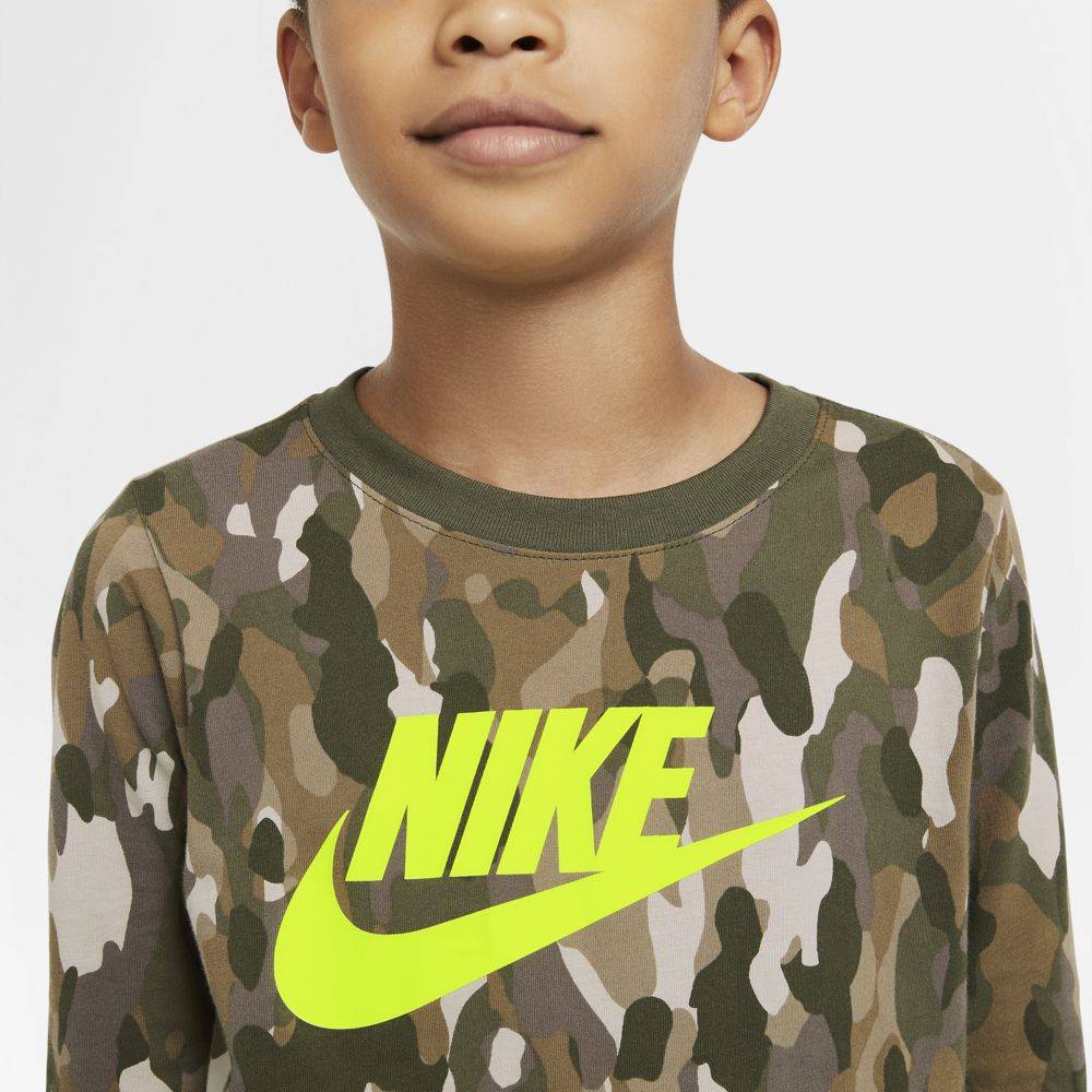 NIKE BOYS SPORTSWEAR CAMO LONG SLEEVE TEE