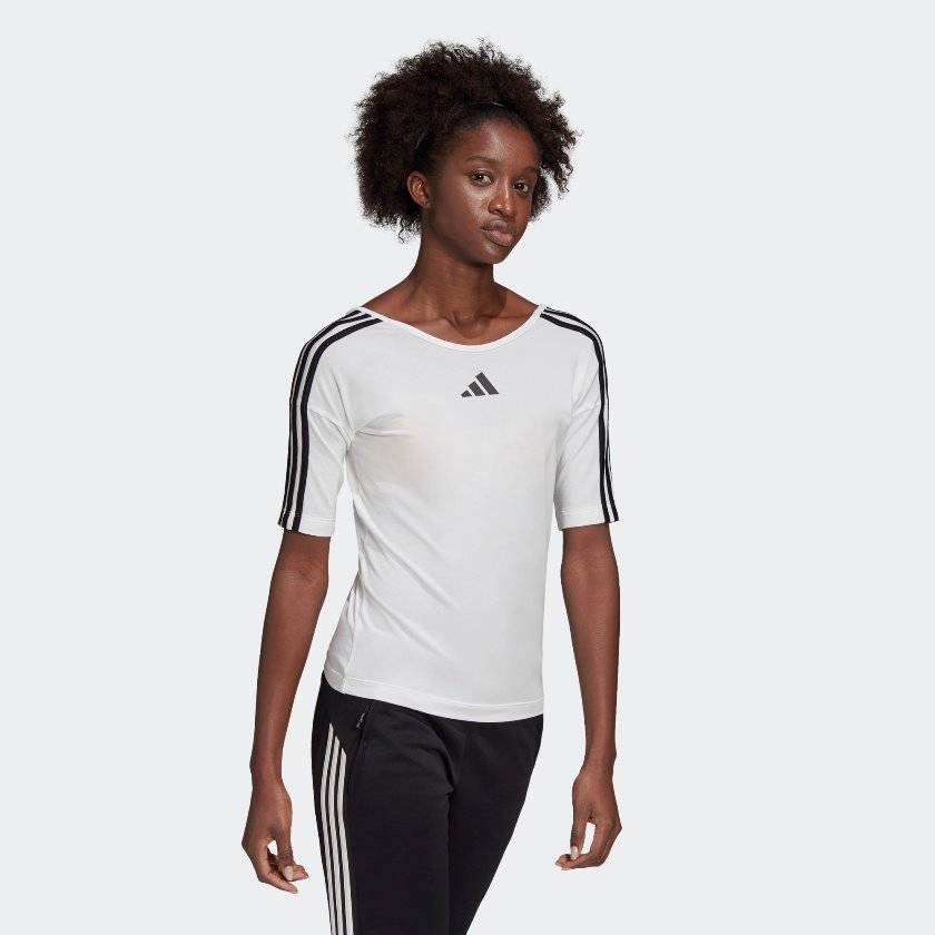 ADIDAS WOMENS OPEN BACK 3-STRIPES TEE