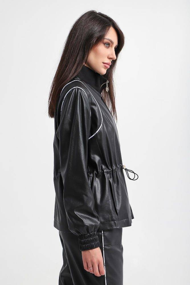 LIU JO LEATHER EFFECT ZIP JACKET