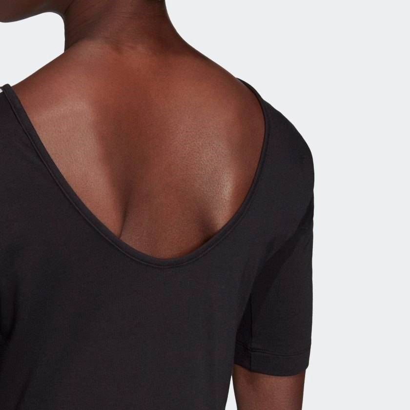 ADIDAS WOMENS OPEN BACK 3-STRIPES TEE