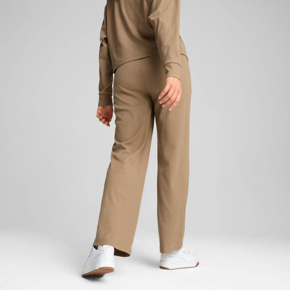 PUMA ESS ELEVATED HIGH-WAIST STRAIGHT LEG PANTS