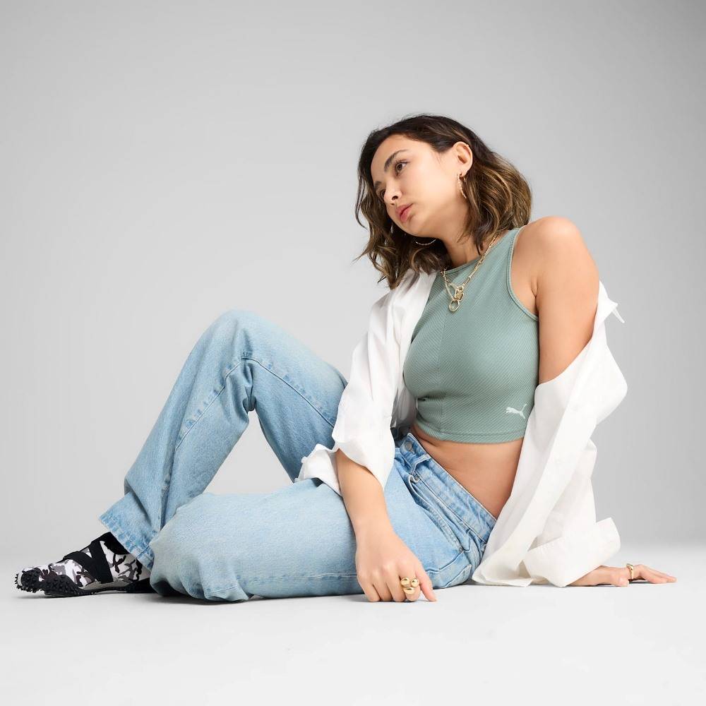 PUMA WARDROBE ESS RIBBED CROP TOP