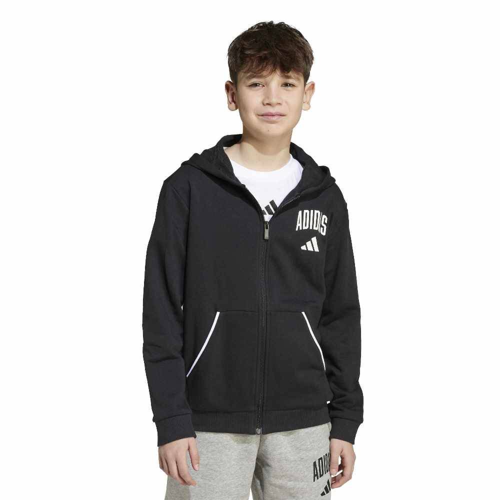 ADIDAS YOUTH SEASONALS ESSENTIALS COLLEGIATE TYPOGRAPHY FULL ZIP HOODY