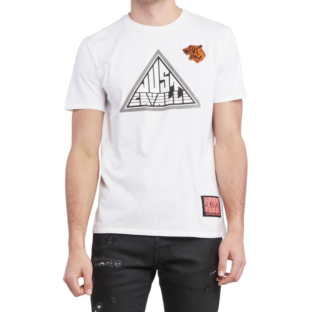 JUST CAVALLI PYRAMID LOGO AND PATCHES TEE