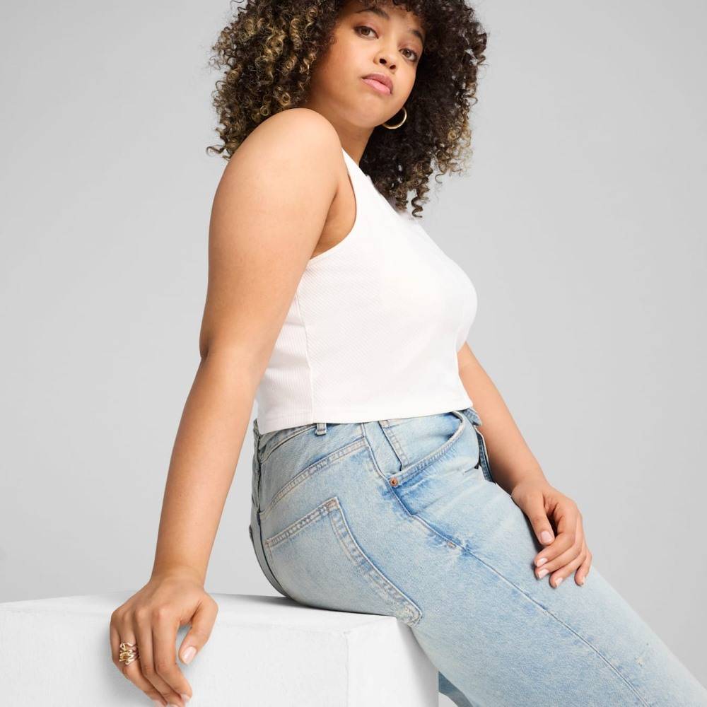 PUMA WARDROBE ESS RIBBED CROP TOP