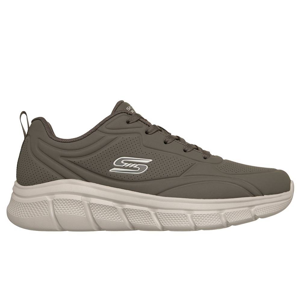 SKECHERS MENS BOBS B FLEX - DEBOSSED LACE UP PU SNEAKER