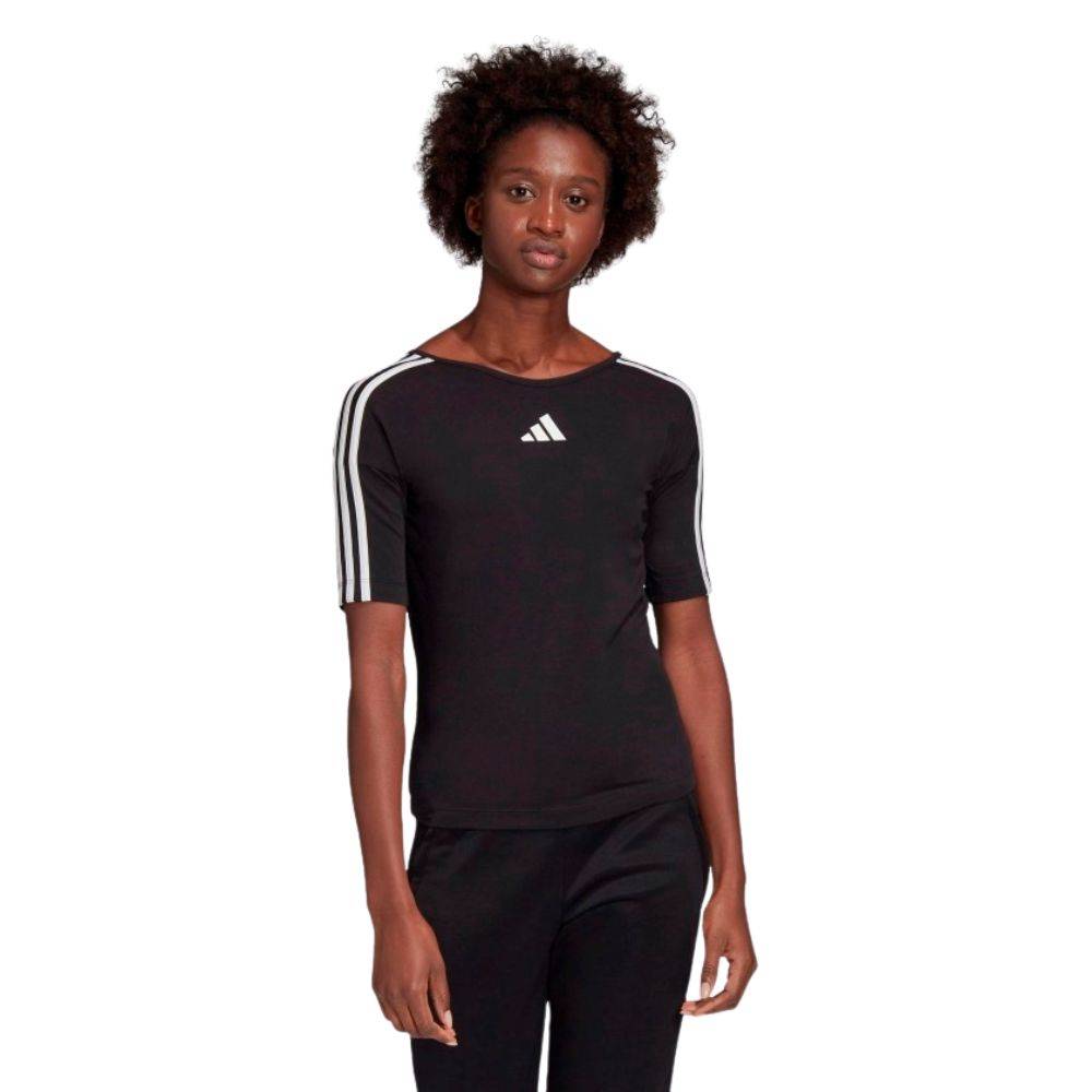 ADIDAS WOMENS OPEN BACK 3-STRIPES TEE