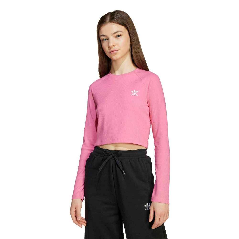 ADIDAS ORIGINALS GIRLS RIB CROP LONGSLEEVE TEE